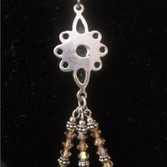 Vintage STERLING SILVER Citrine Gemstones Crystal Necklace & Bracelet Set Parure - Picture 6 of 10